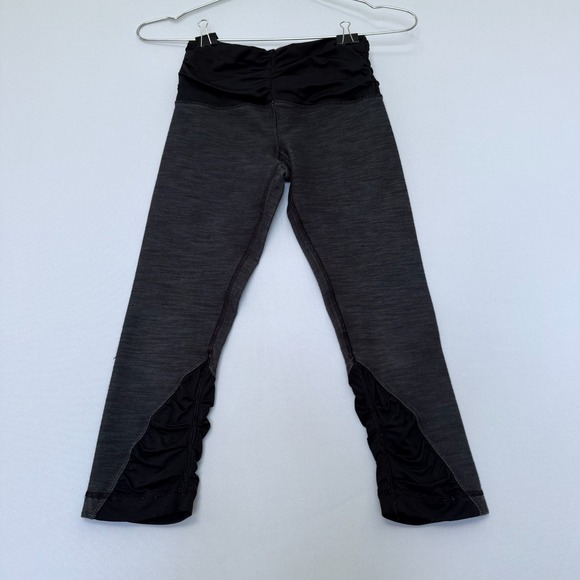 Lululemon Embrace Crop Denim Black Heather Gray Ruched Yoga Pants Leggings 2 - Picture 2 of 9